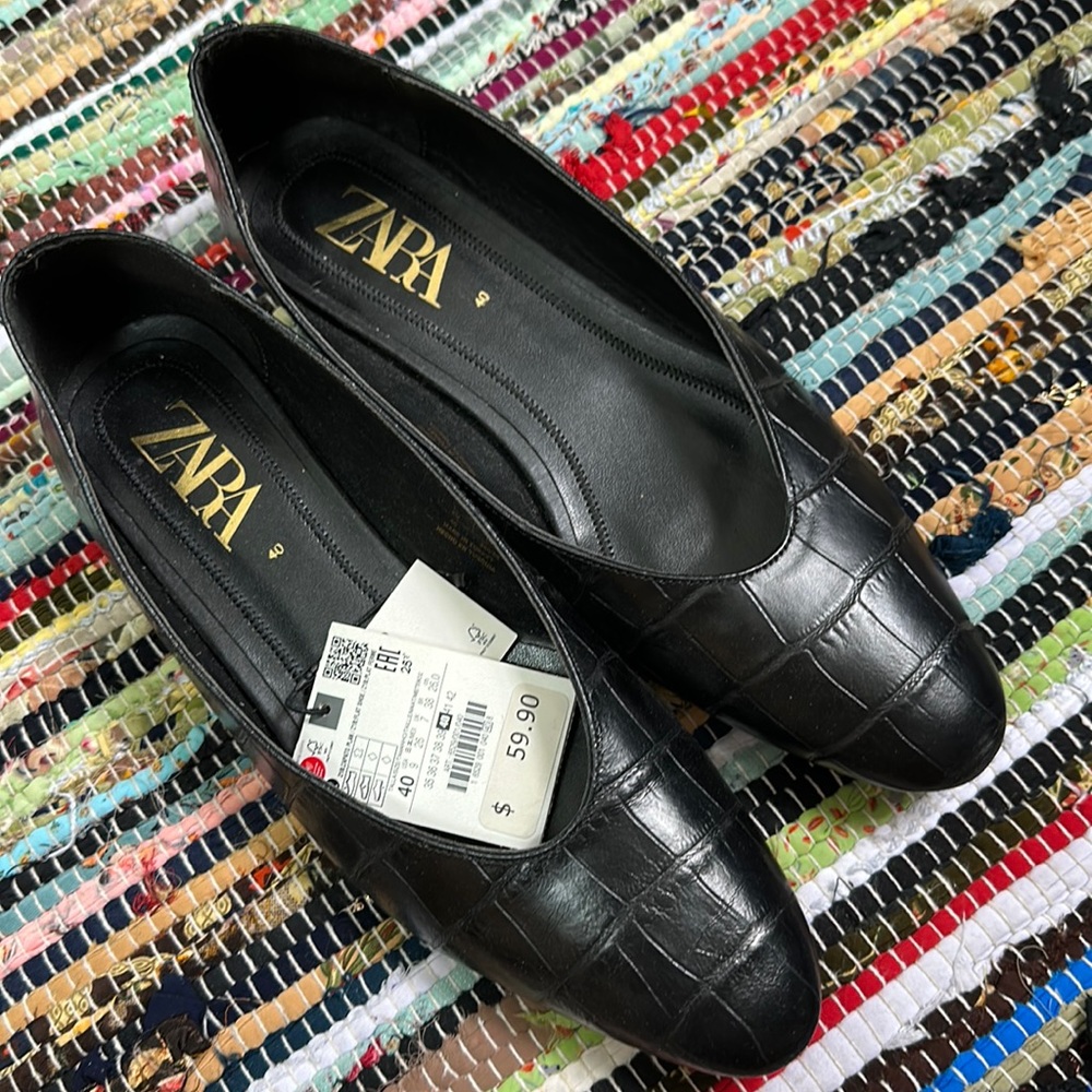 Zara croc flats black size 9